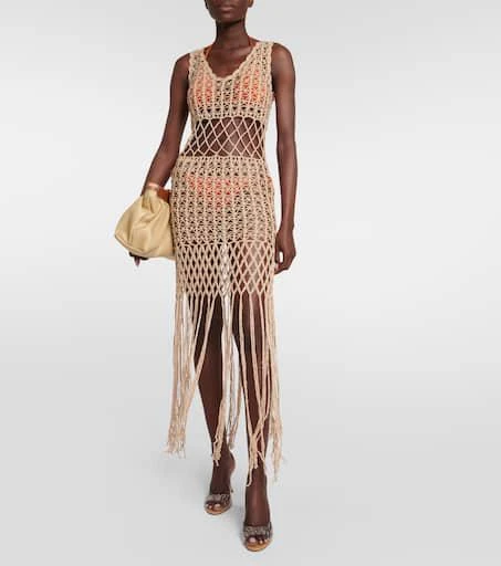 ANNA KOSTUROVA Fringe-trimmed crochet midi dress 2