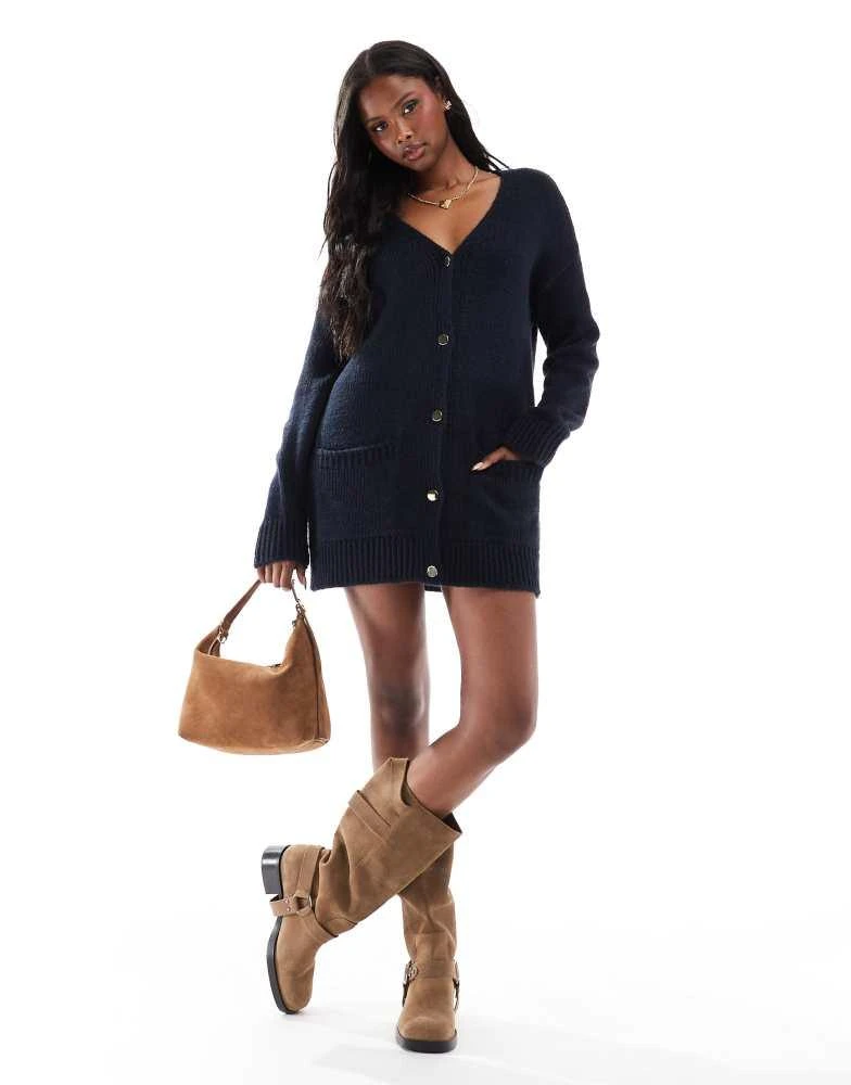 Miss Selfridge Miss Selfridge longline oversized cardigan dress in navy 1