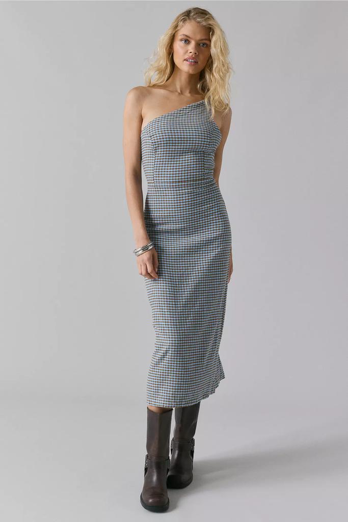 Urban Outfitters UO Carson Asymmetrical One Shoulder Linen-Blend Midi Dress