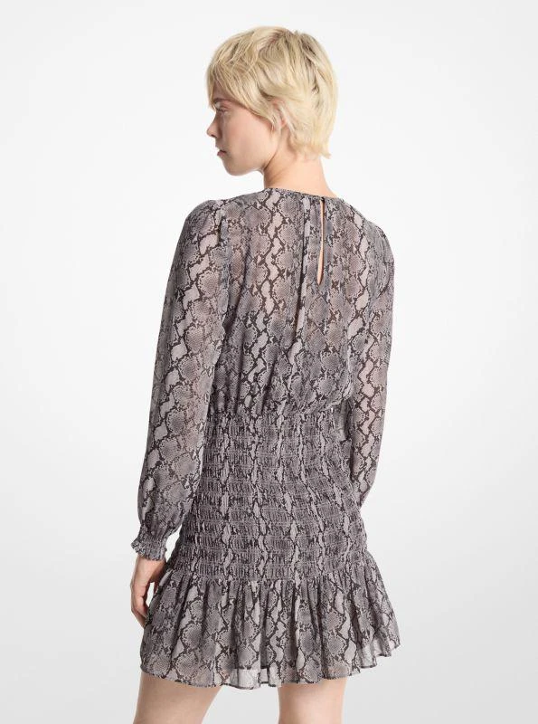 Michael Kors Snake Print Georgette Smocked Dress 2