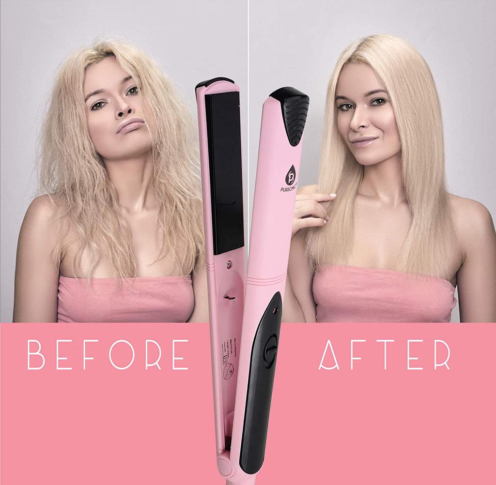 PURSONIC Pursonic Professional Salon Quality Flat Iron Hair Straightener With A Free Travel Straightener! Includes Digital Lcd Display, Dual Voltage, Instant Heating, Cearmic Coated Plate