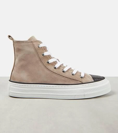 Brunello Cucinelli Monili-embellished high-top suede sneakers 6
