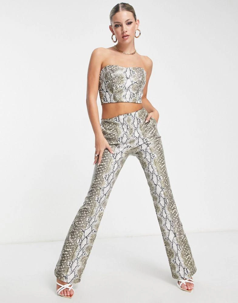 ASOS ASOS DESIGN faux leather corset in snake print co-ord 4