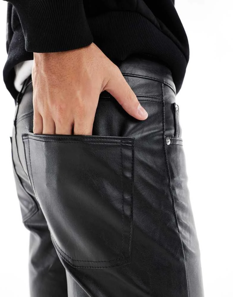 ASOS ASOS DESIGN skinny leather look trouser in black 5