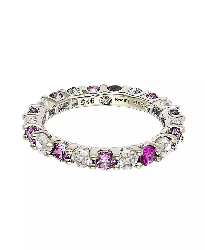 Suzy Levian New York Suzy Levian Sapphire 
Created White Sapphire Alternating Eternity Band Ring 2