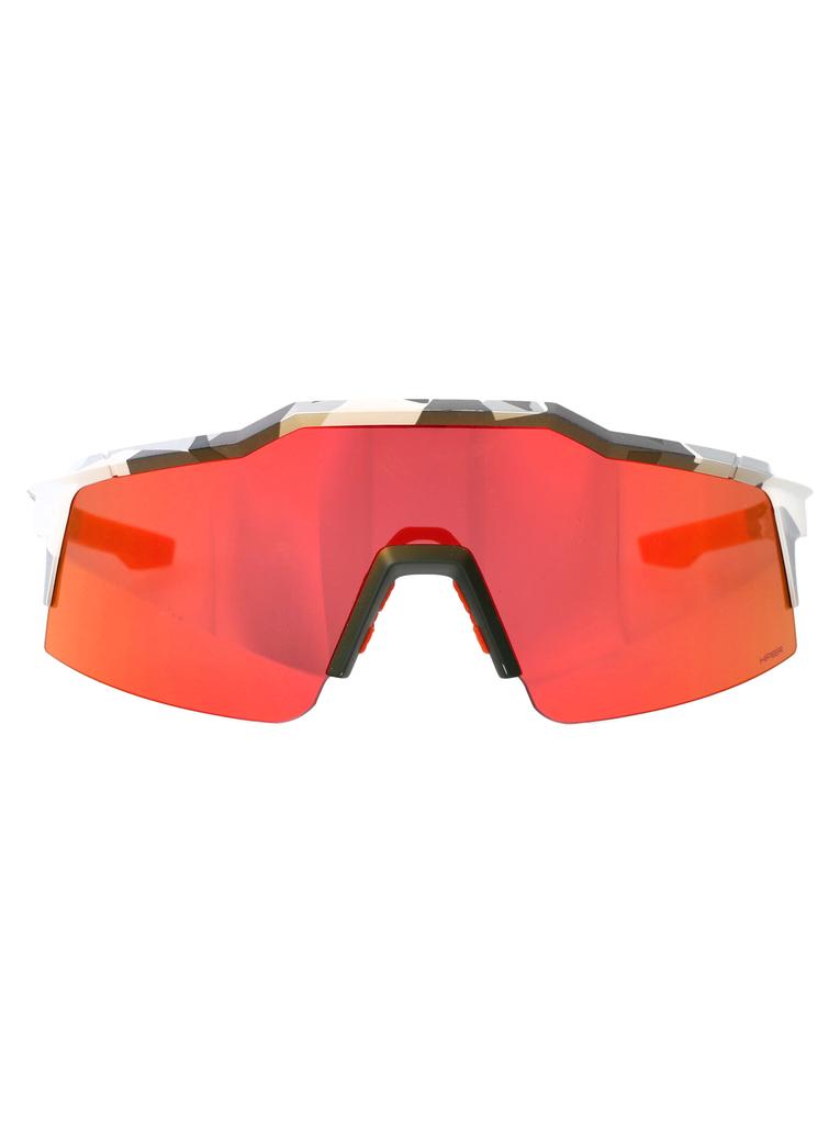 100% SOFT TACT GREY CAMO - HIPER RED MULTILAYER MIRROR LENS ACETATE SUNGLASSES