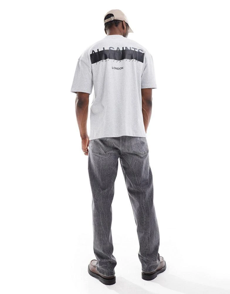 ALL SAINTS AllSaints Redact oversized embroidered logo t-shirt in grey marl 3