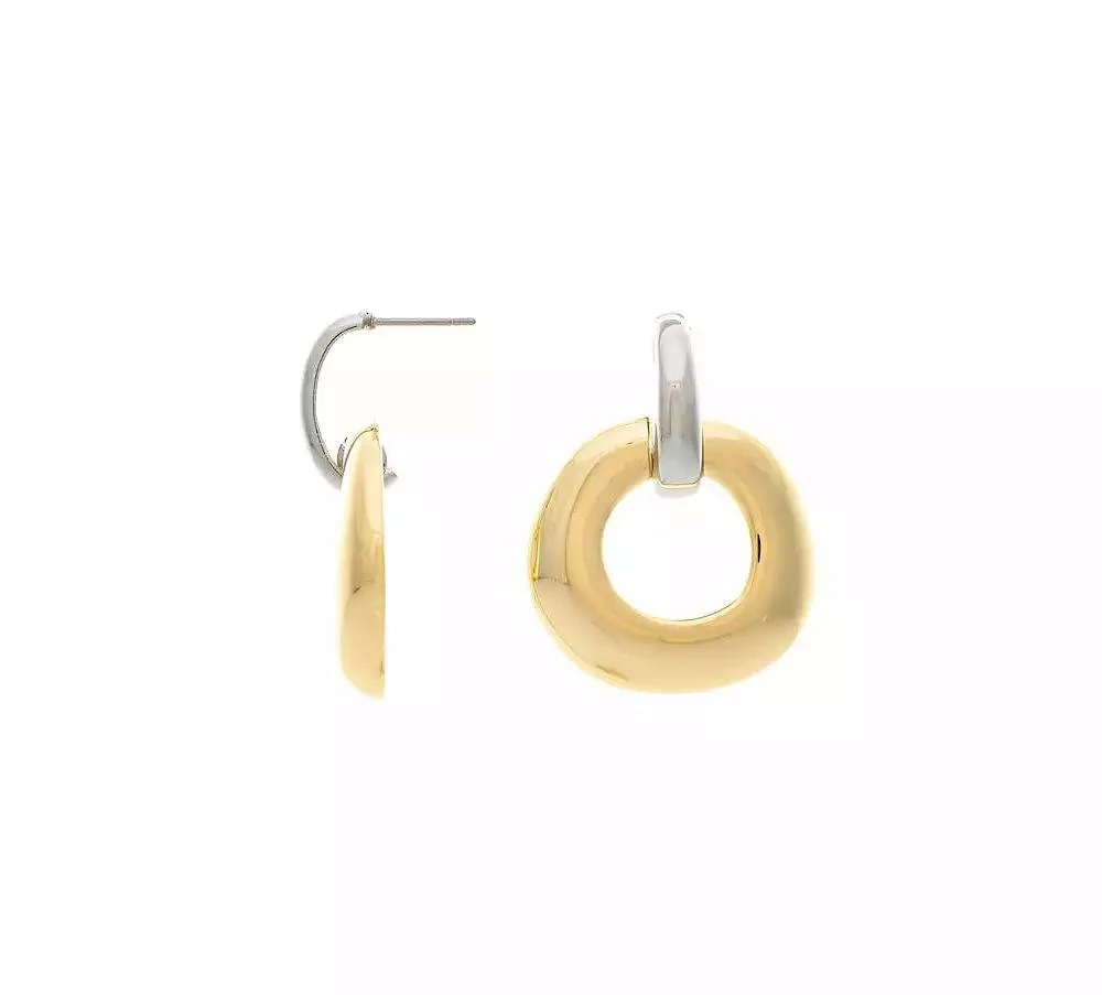 Rivka Friedman Two Tone Front Facing Hoop Earrings