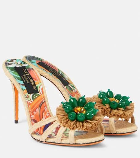 Dolce 
Gabbana Taormina 90 embellished raffia mules 1
