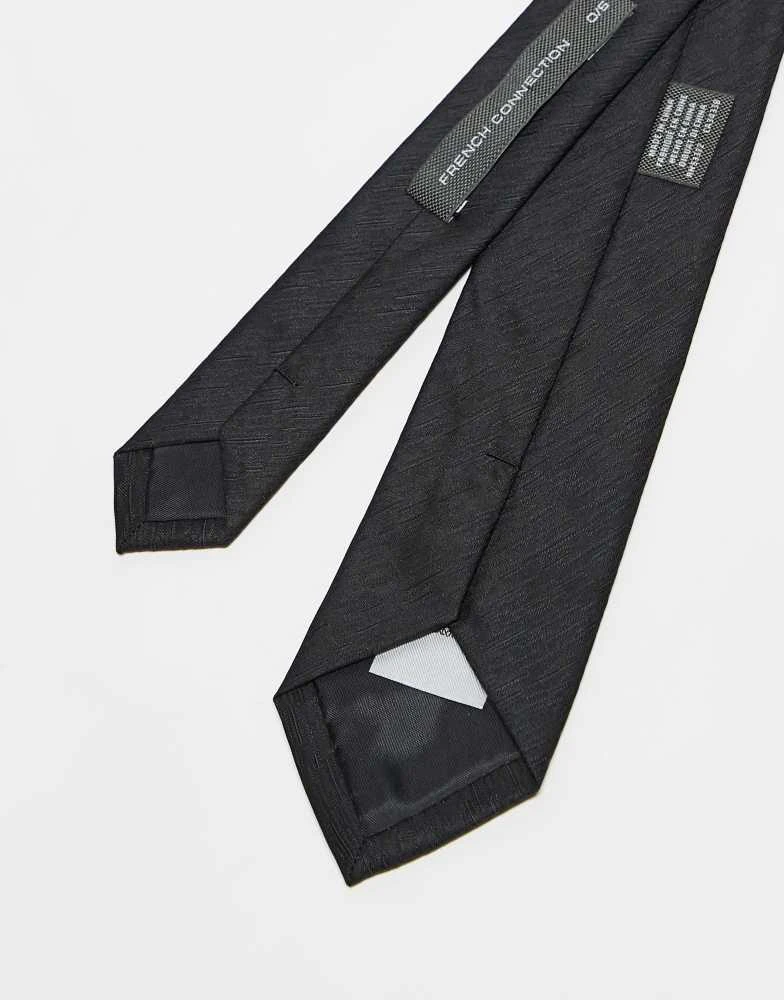 French Connection Mens French Connection plain woven tie in black 3