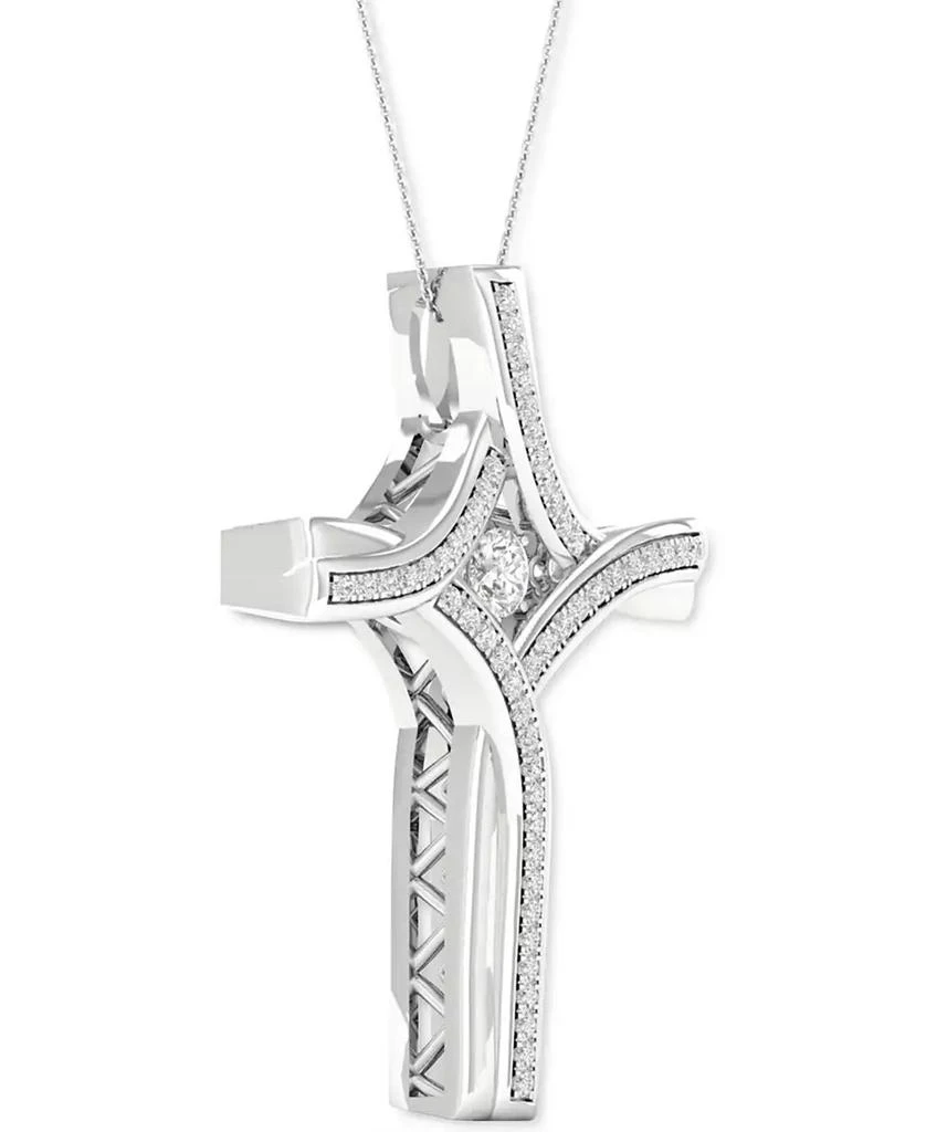 Macy's Twinkling Diamond Star Diamond Cross 18' Pendant Necklace (1/5 ct. t.w.) in 10k White Gold 2