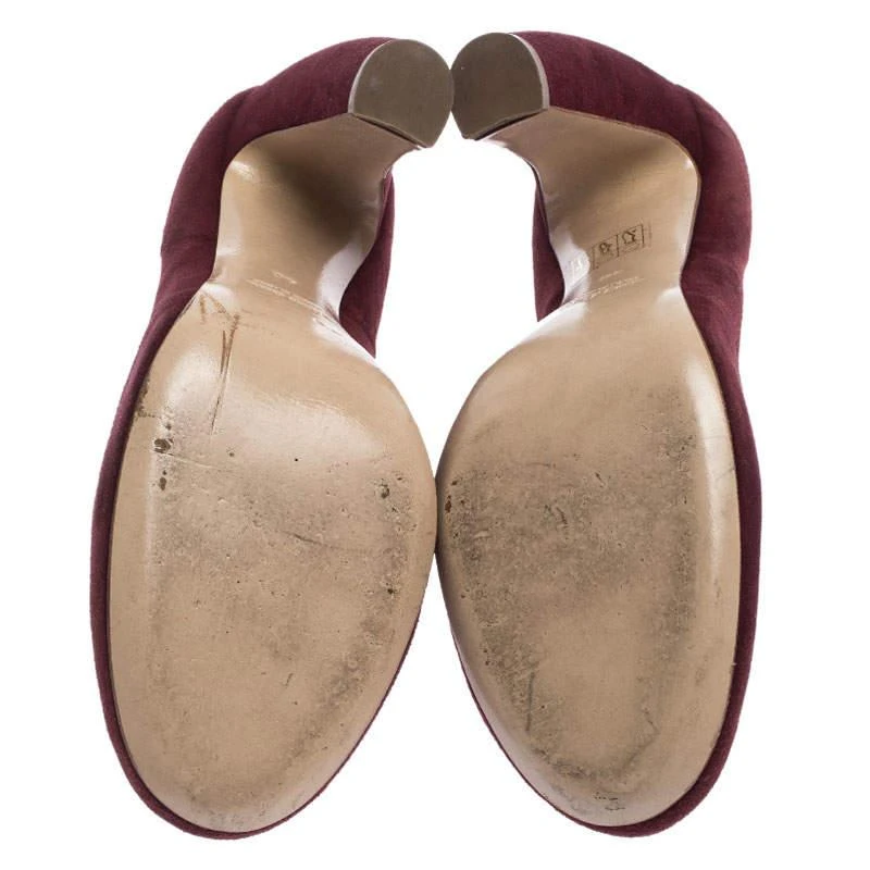 Miu Miu Miu Miu Maroon Suede Curved Heel Pumps Size 40 6