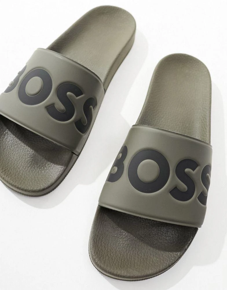 Hugo Boss BOSS aryeh sliders in green 2