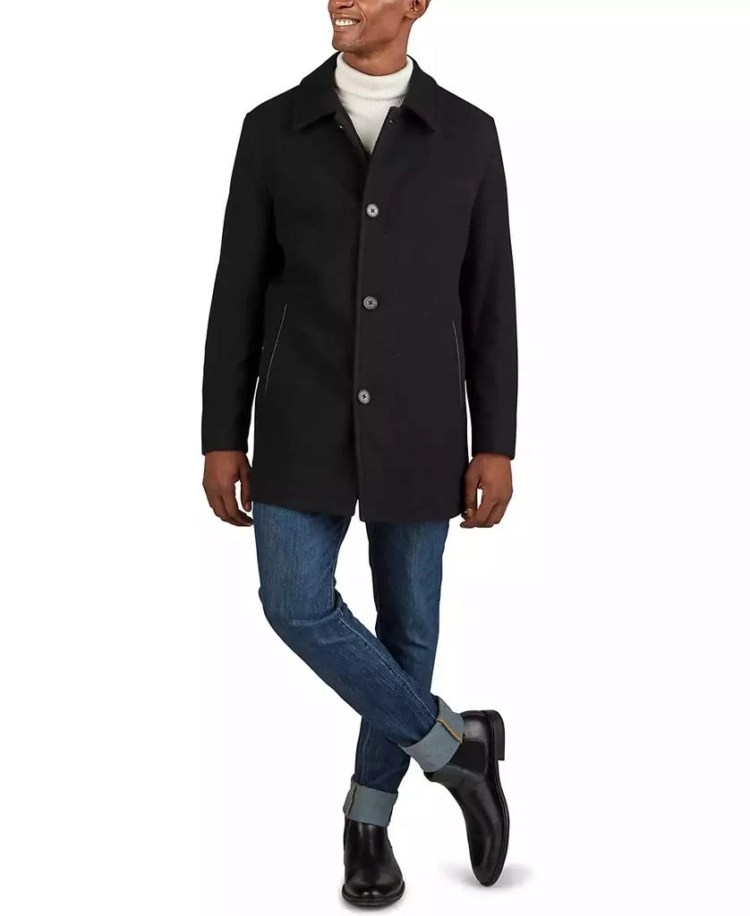 Cole Haan Men's Classic-Fit Car Coat with Faux-Leather Trim 1