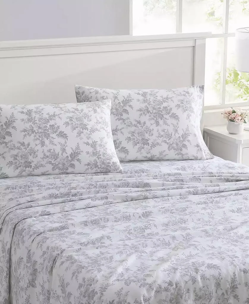 Laura Ashley Laura Ashley Cotton Flannel 4-Piece Sheet Set, Queen 5