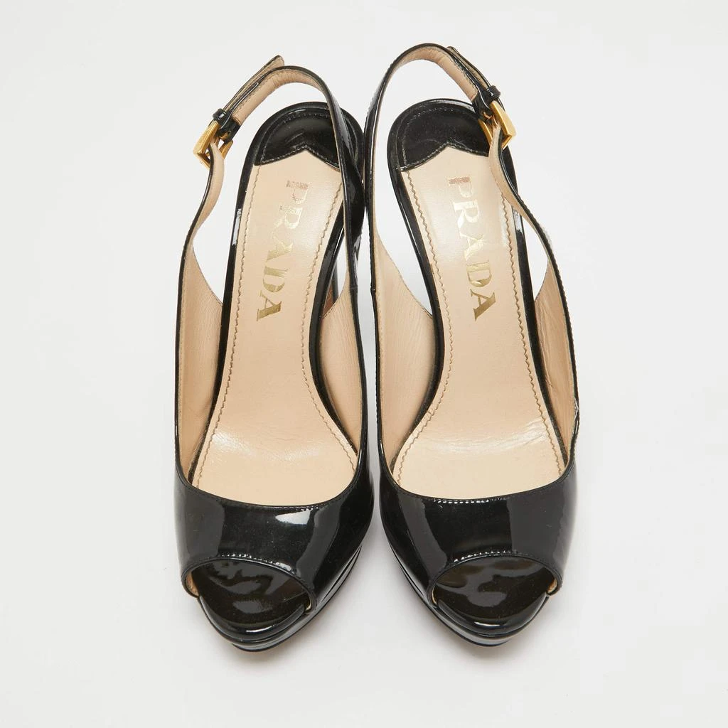 Prada Prada Black Patent Leather Peep Toe Slingback Pumps Size 36.5 3