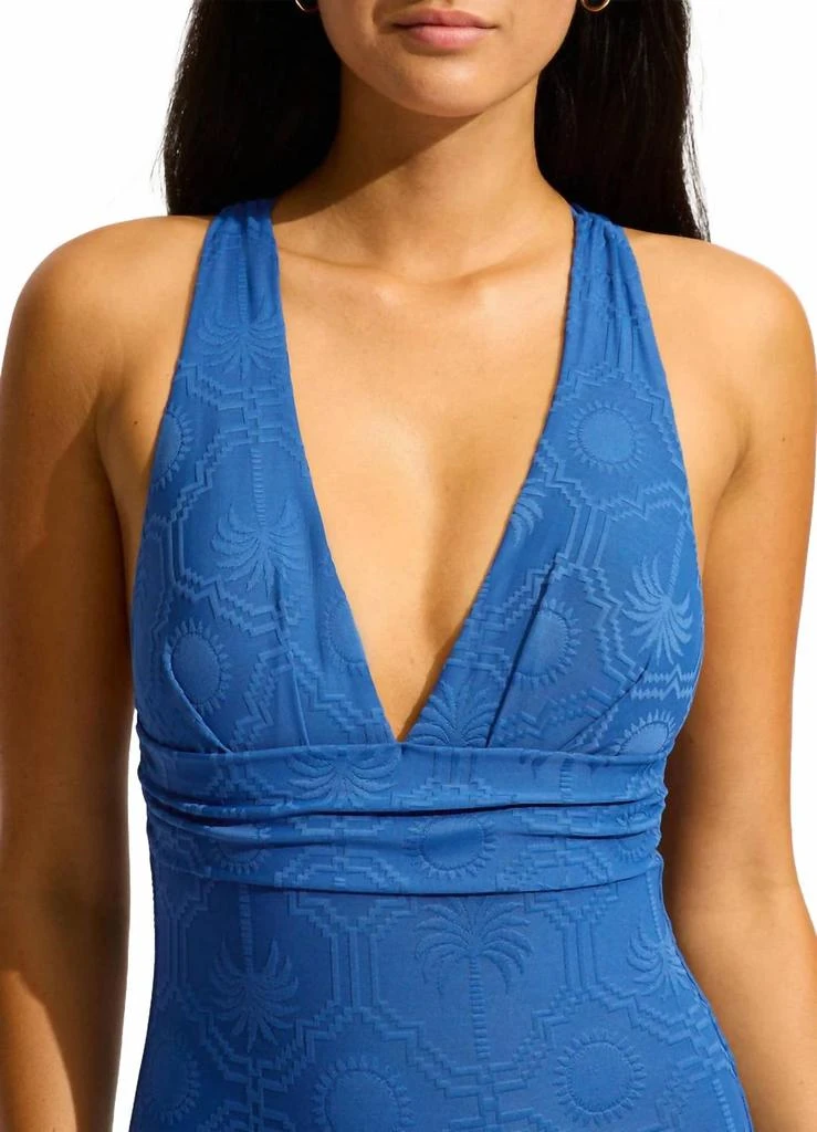 Seafolly Oasis Cross Back One Piece Swimsuit In Ultramarine 4