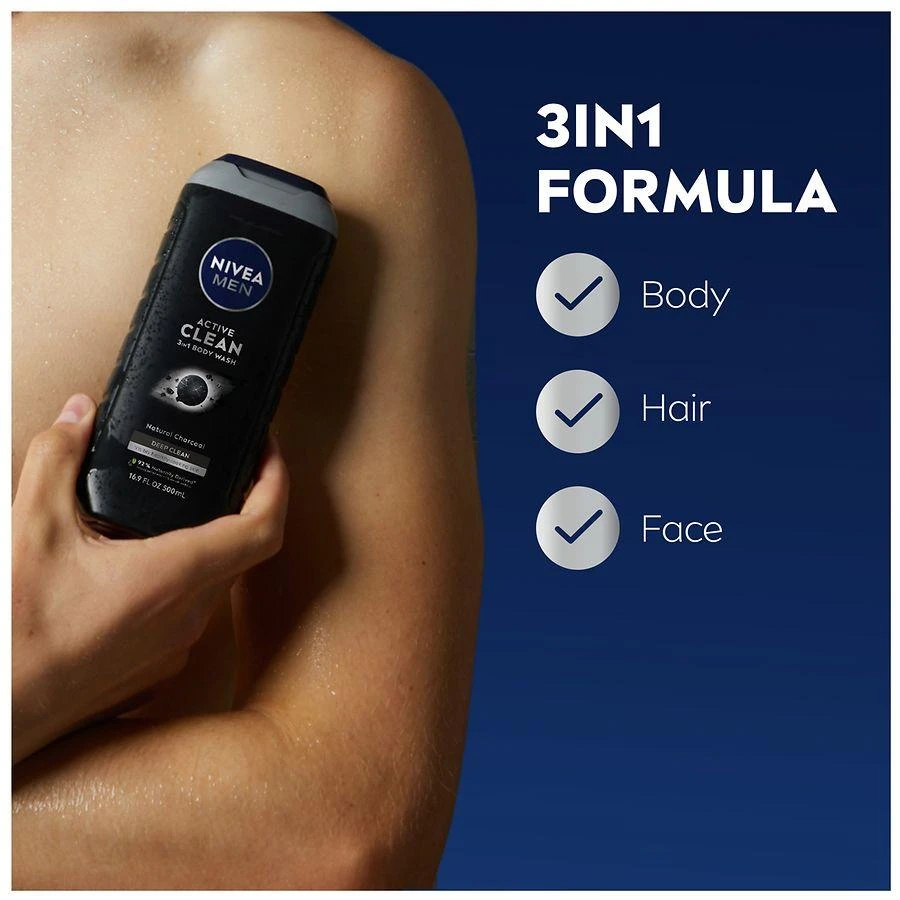 Nivea Men Active Clean Charcoal Body Wash Deep Clean 10
