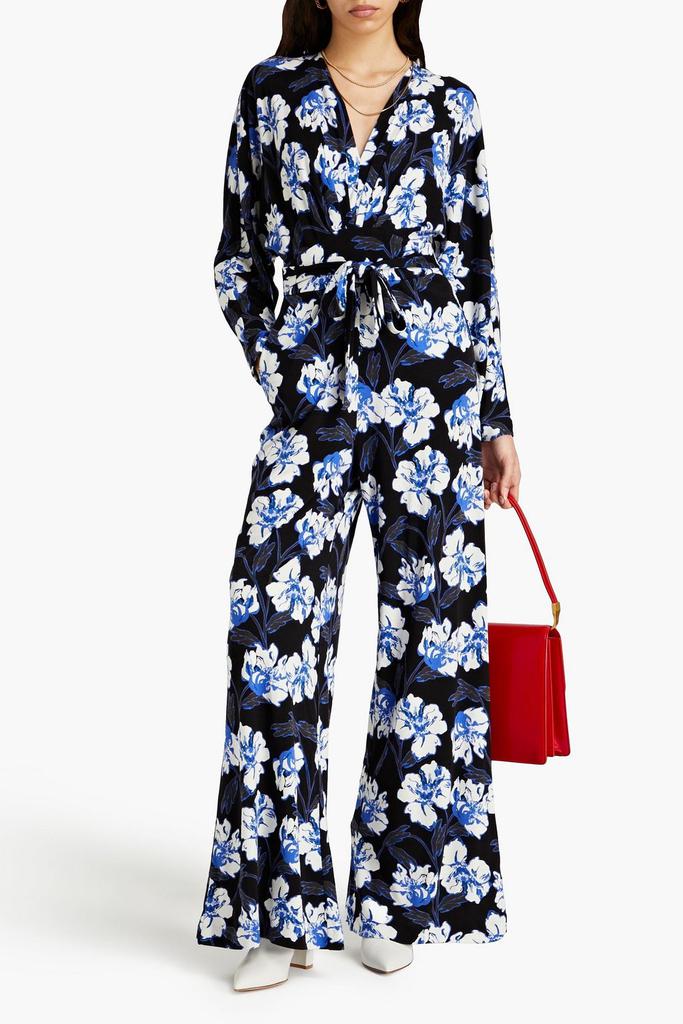Diane von Furstenberg Fanny floral-print Lyocell and wool-blend jersey wide-leg jumpsuit