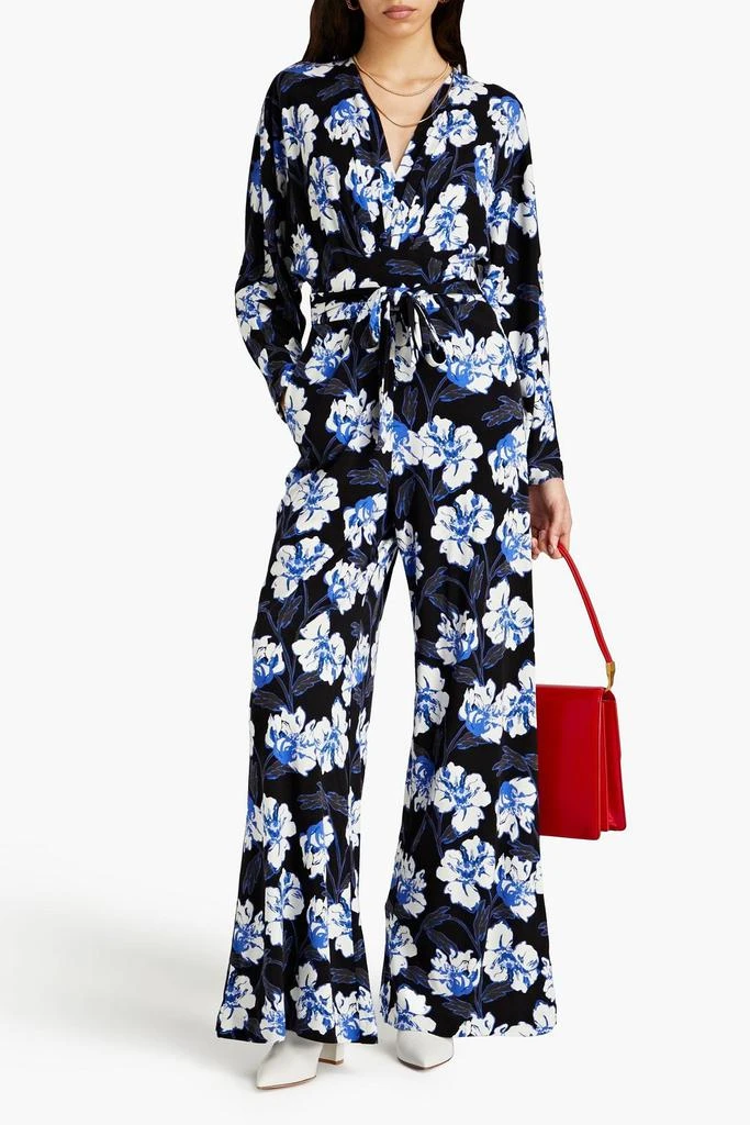 Diane von Furstenberg Fanny floral-print Lyocell and wool-blend jersey wide-leg jumpsuit 2