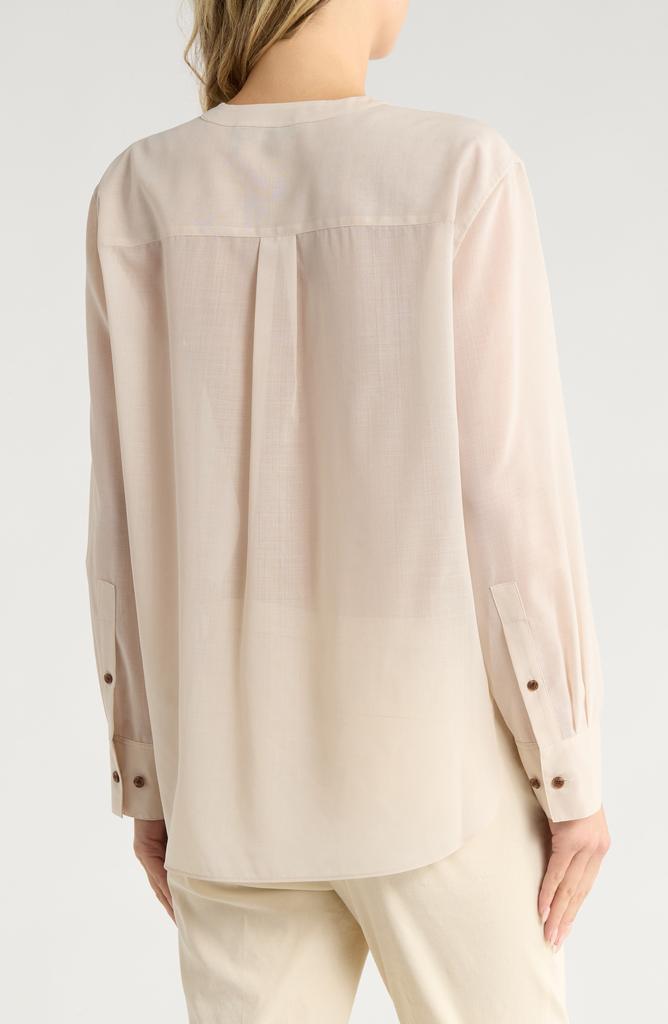 Theory Wool Blend V-Neck Button-Up Shirt