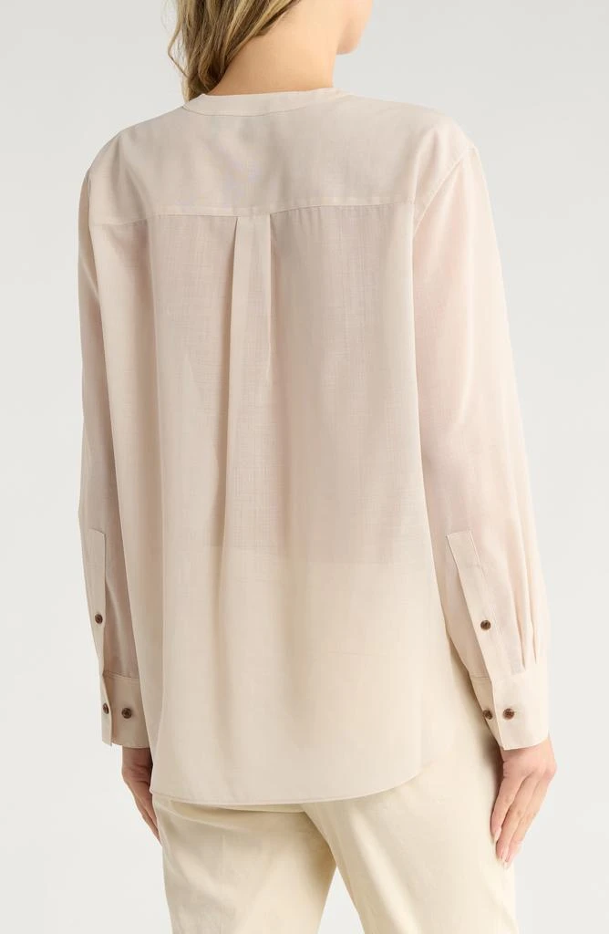 Theory Wool Blend V-Neck Button-Up Shirt 2