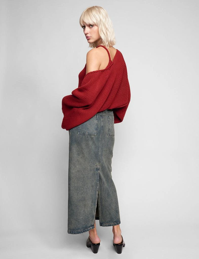 Pixie Market Dirty Denim Belted Maxi Skirt 7