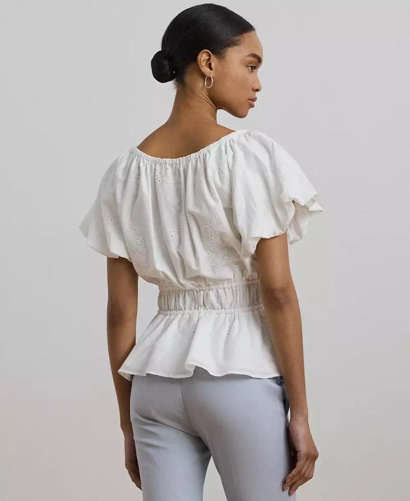 Ralph Lauren Women's Eyelet Cotton Voile Peplum Blouse 2