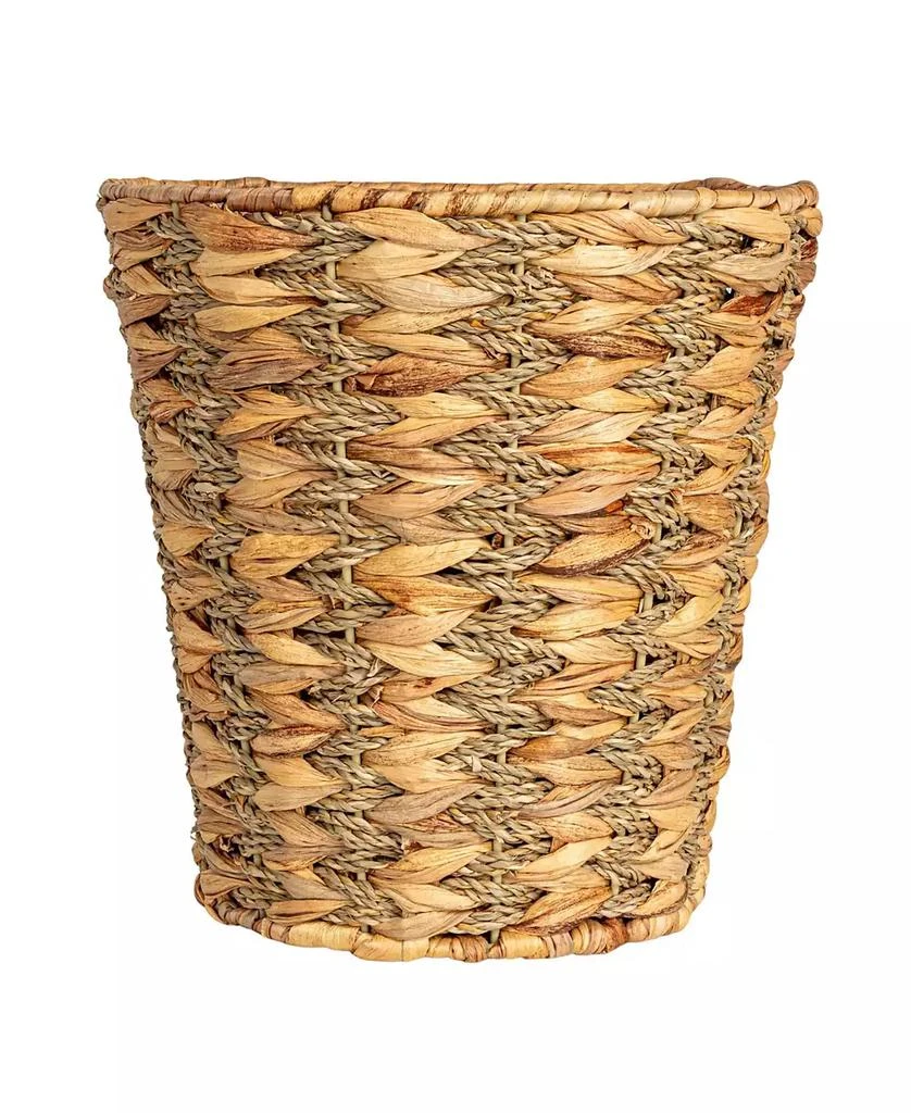 Household Essentials Water Hyacinth and Seagrass Round Waste Basket, Natural 3