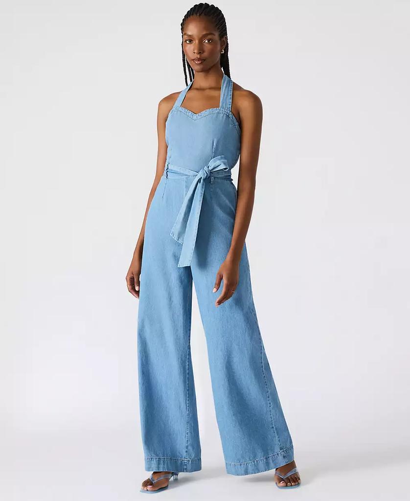 Steve Madden Women's Artie Denim Halter Jumpsuit
