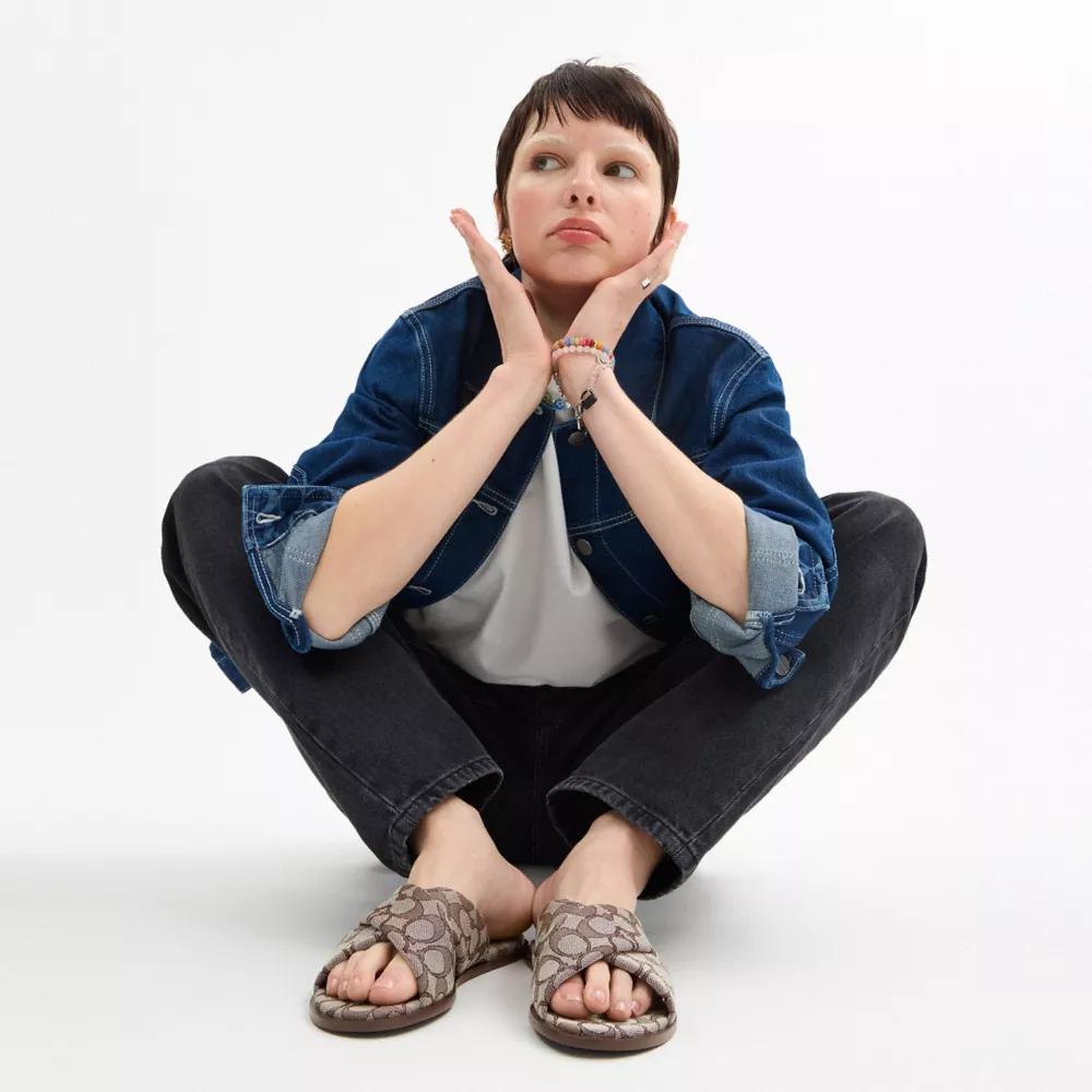 Coach Link Criss Cross Slide In Signature Jacquard