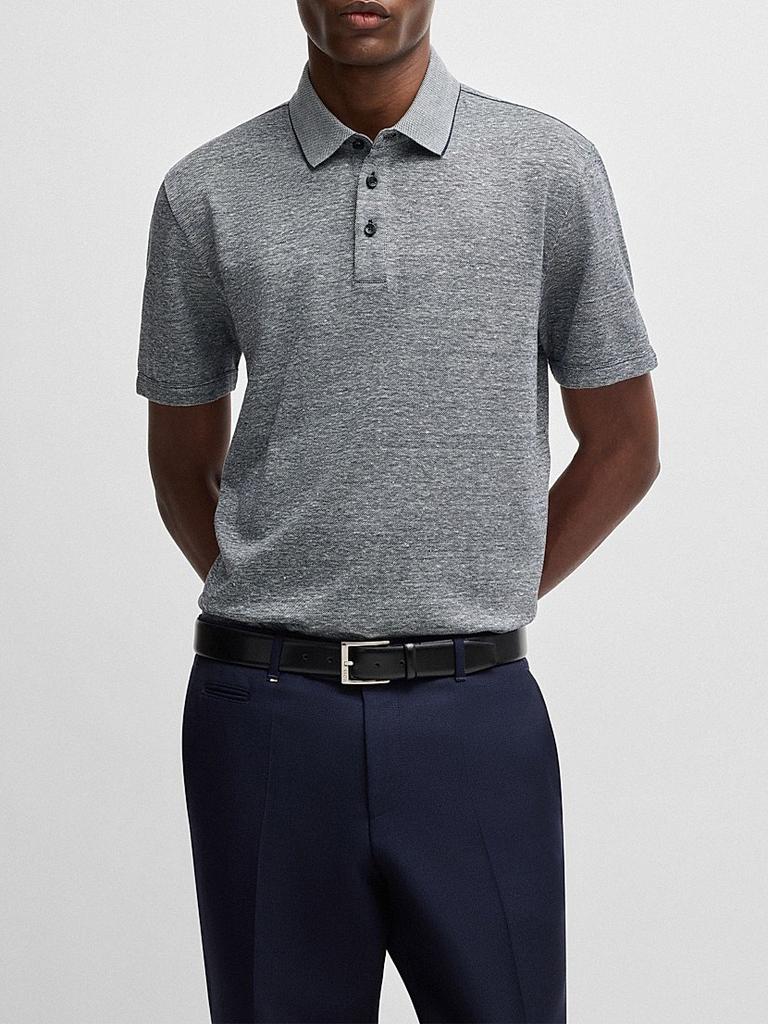 Shop Knit Polo Shirt in Cotton and Linen on Sale at