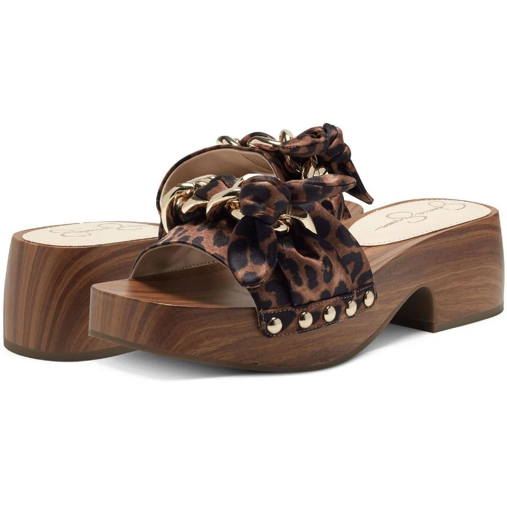 Jessica Simpson Resima Womens Satin Chain Slide Sandals 3