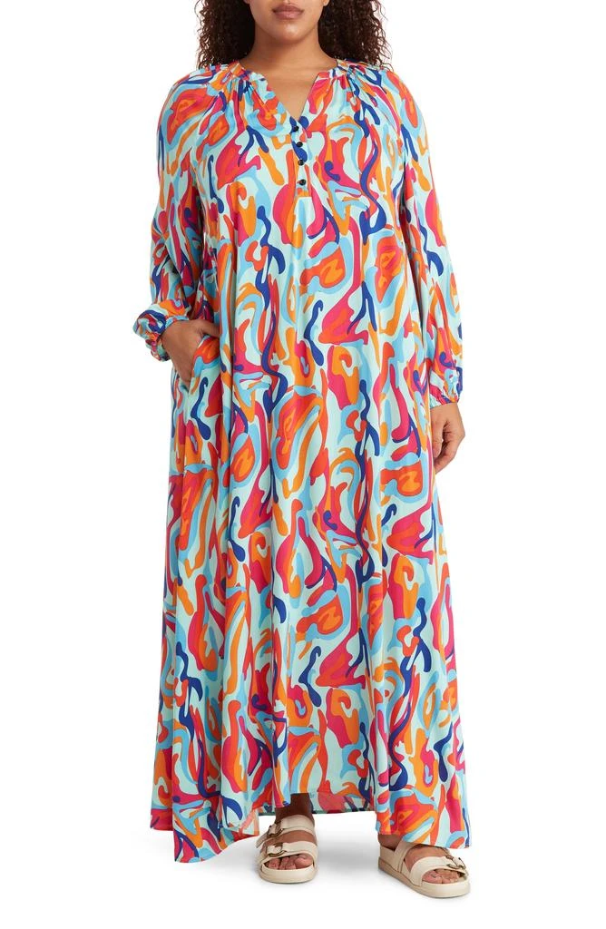 long floral dress with short sleeves Naomi Short Sleeve Maxi Dress