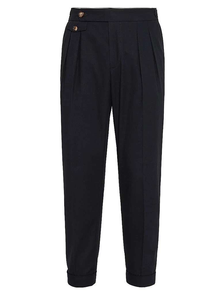Brunello Cucinelli Crêpe Batavia Tailor Fit Trousers with Reversed Double Pleats 1