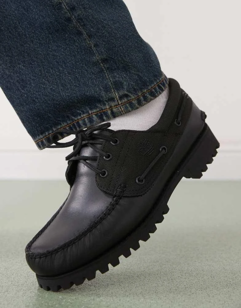 Shop Timberland Authentic 3 eye boat shoe in black leather on Sale at  BeyondStyle  Get 50% Off Timberland Authentic 3 eye boat shoe in black  leather with Limited-Time Flash Deals, Exclusive