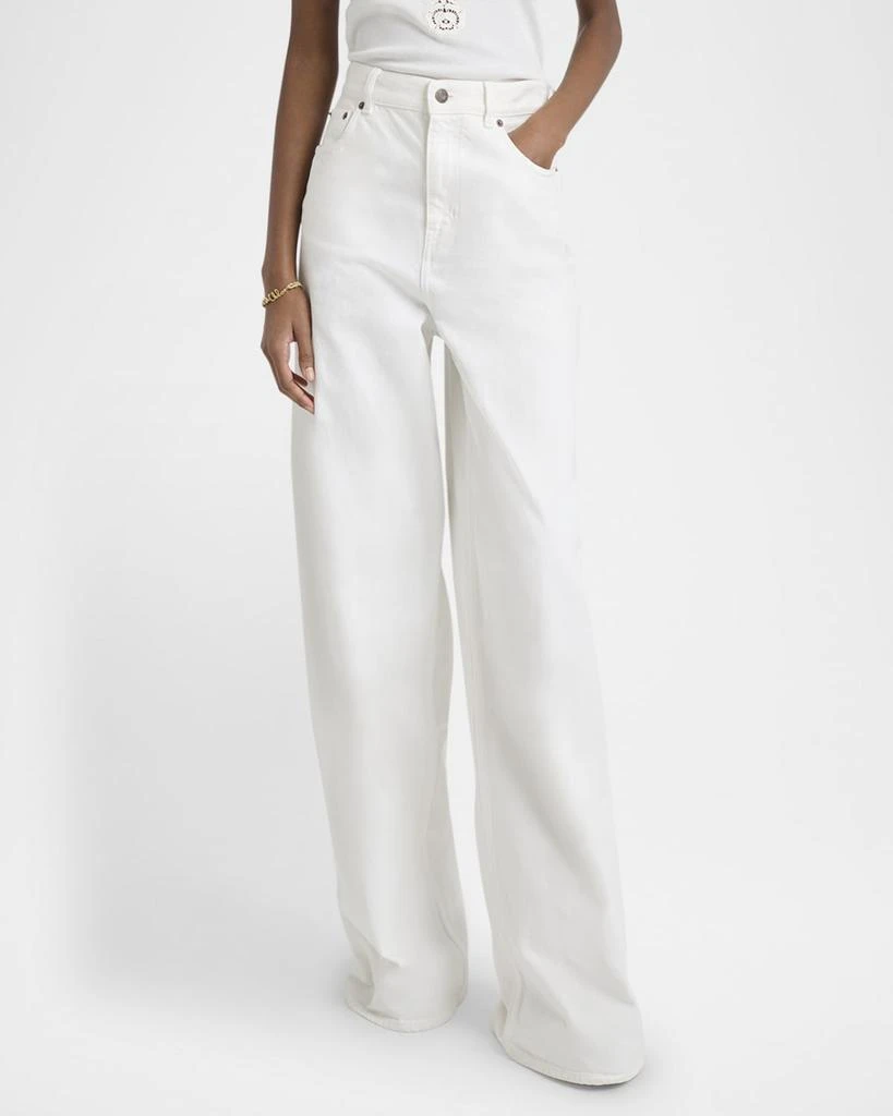Chloé High-Rise White Denim Wide-Leg Palazzo Pants 4