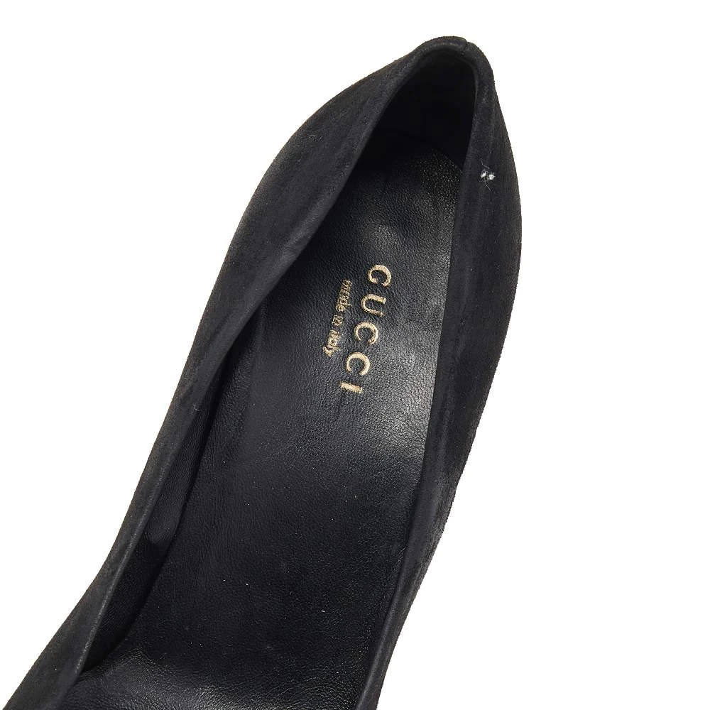 Gucci Gucci Black Suede Square Toe Metal Trim Pumps Size 36 7