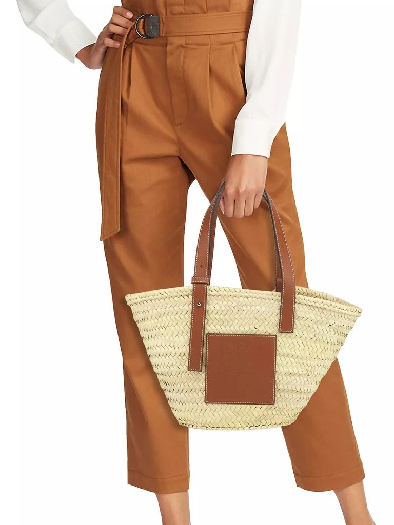 Loewe Medium Leather-Trimmed Woven Basket Bag 2