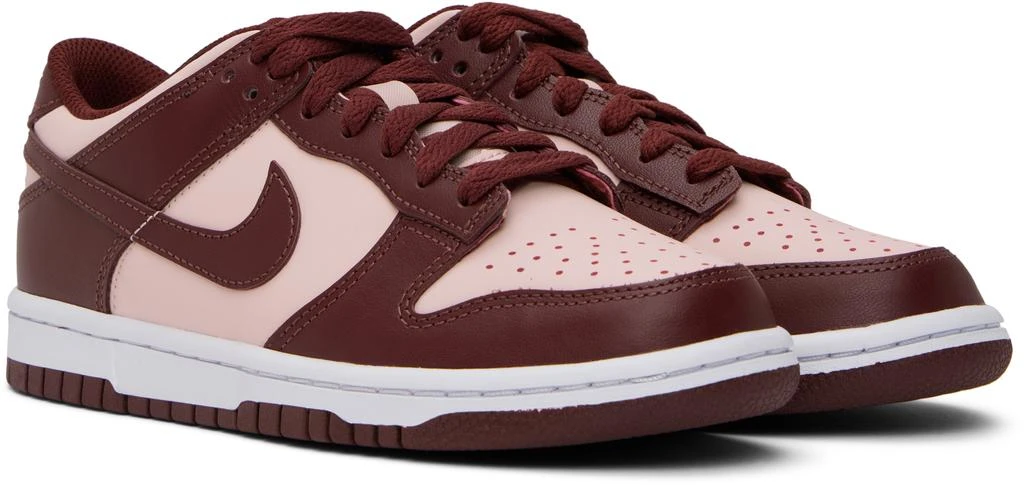 NIKE Big Kids Burgundy & Pink Dunk Low Sneakers 4