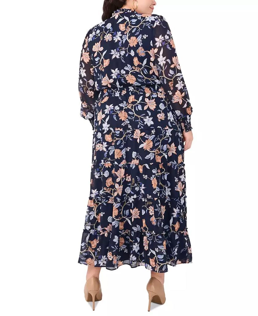 MSK Plus Size Floral-Print Tiered-Skirt Maxi Dress 5
