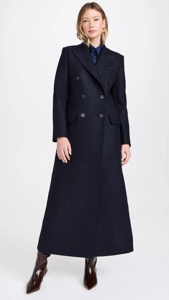 Harris Wharf London Women Long Double Breasted Tailored Coat Pressed Wool 6