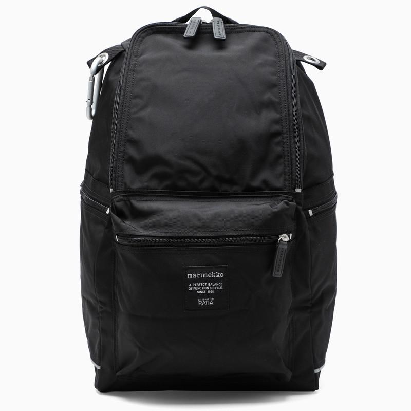 Marimekko Black nylon logo-patch backpack