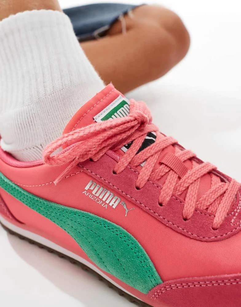 Puma Puma Arizona Nylon trainers in pink and green 4