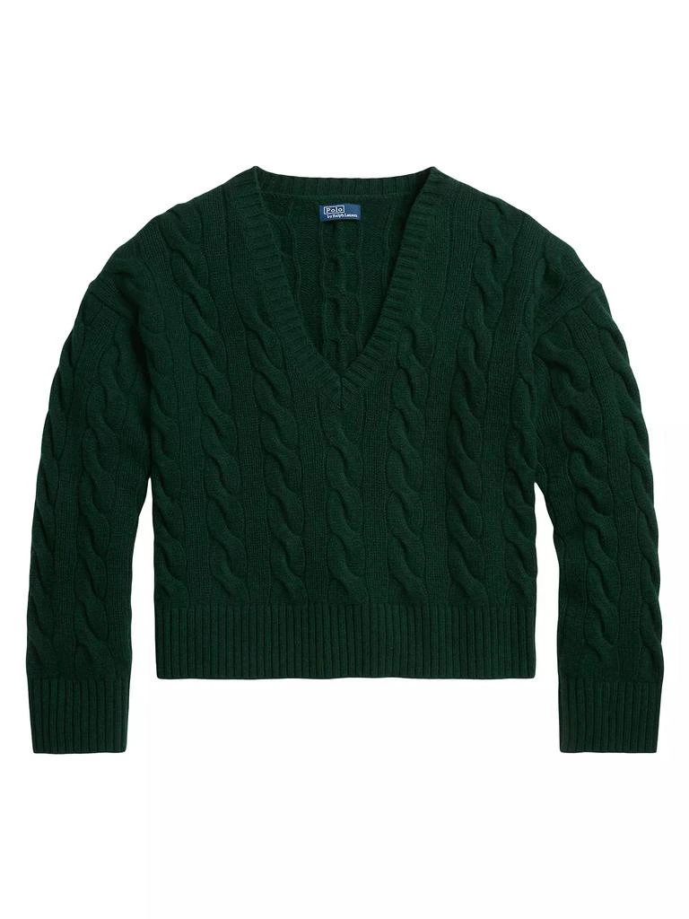 Ralph Lauren Wool-Cashmere Cable-Knit V-Neck Sweater 1
