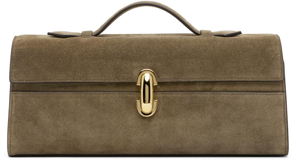 SAVETTE Taupe Slim Symmetry Pochette Bag