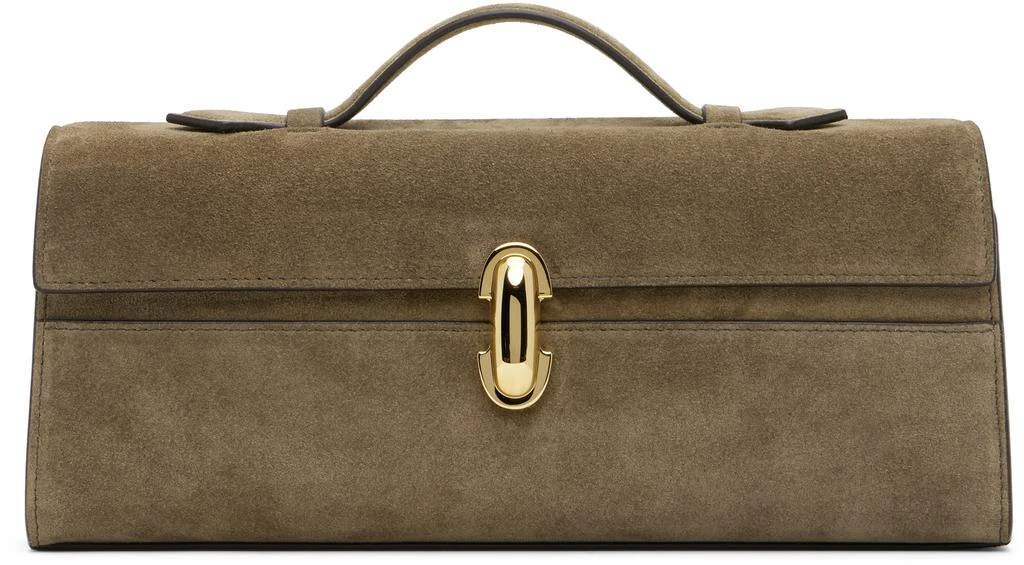 SAVETTE Taupe Slim Symmetry Pochette Bag 1