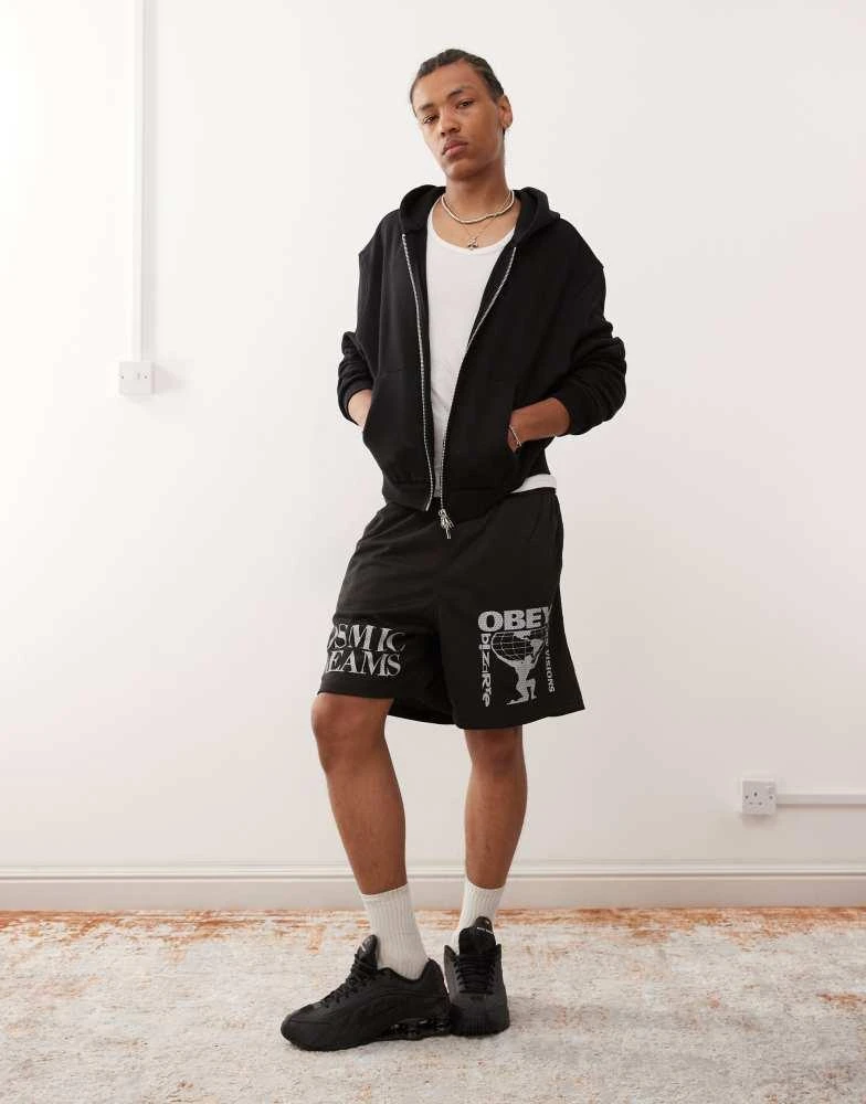 Obey Obey easy cosmic dreams mesh short in black 1