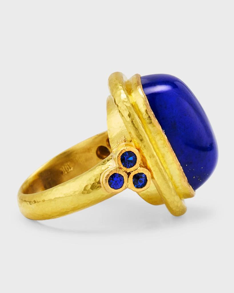 Elizabeth Locke 19K Lapis Cushion Ring with Blue Sapphires 4