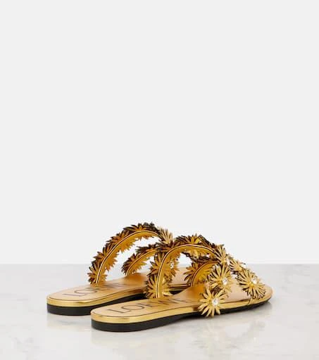 Loewe Petal Flower metallic leather sandals 2